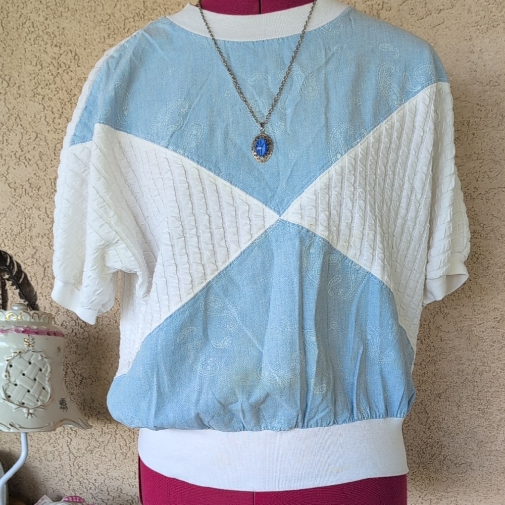 Vintage 80's 90's Russ Petites Top Blouse Made In USA Sz M